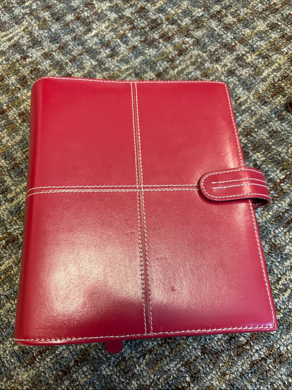 Franklin Covey red Leather Planner with Snap Closure